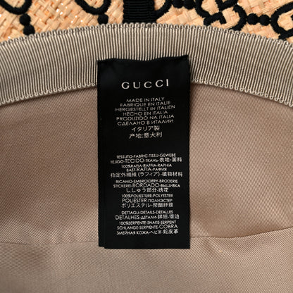Gucci Raffia Elaphe Interlocking GG Embroidered Fedora Hat L Ivory Black 7 of 7