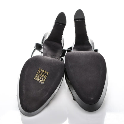 Valentino Garavani Patent Chevron Shiny Fever Ankle Strap 85/115mm Platform Sandals 37 Light Ivory Black 5 of 7