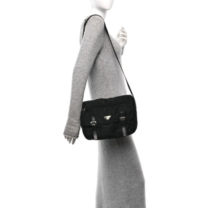 Prada Tessuto Nylon Saffiano Vela Messenger Bag Black 2 of 7