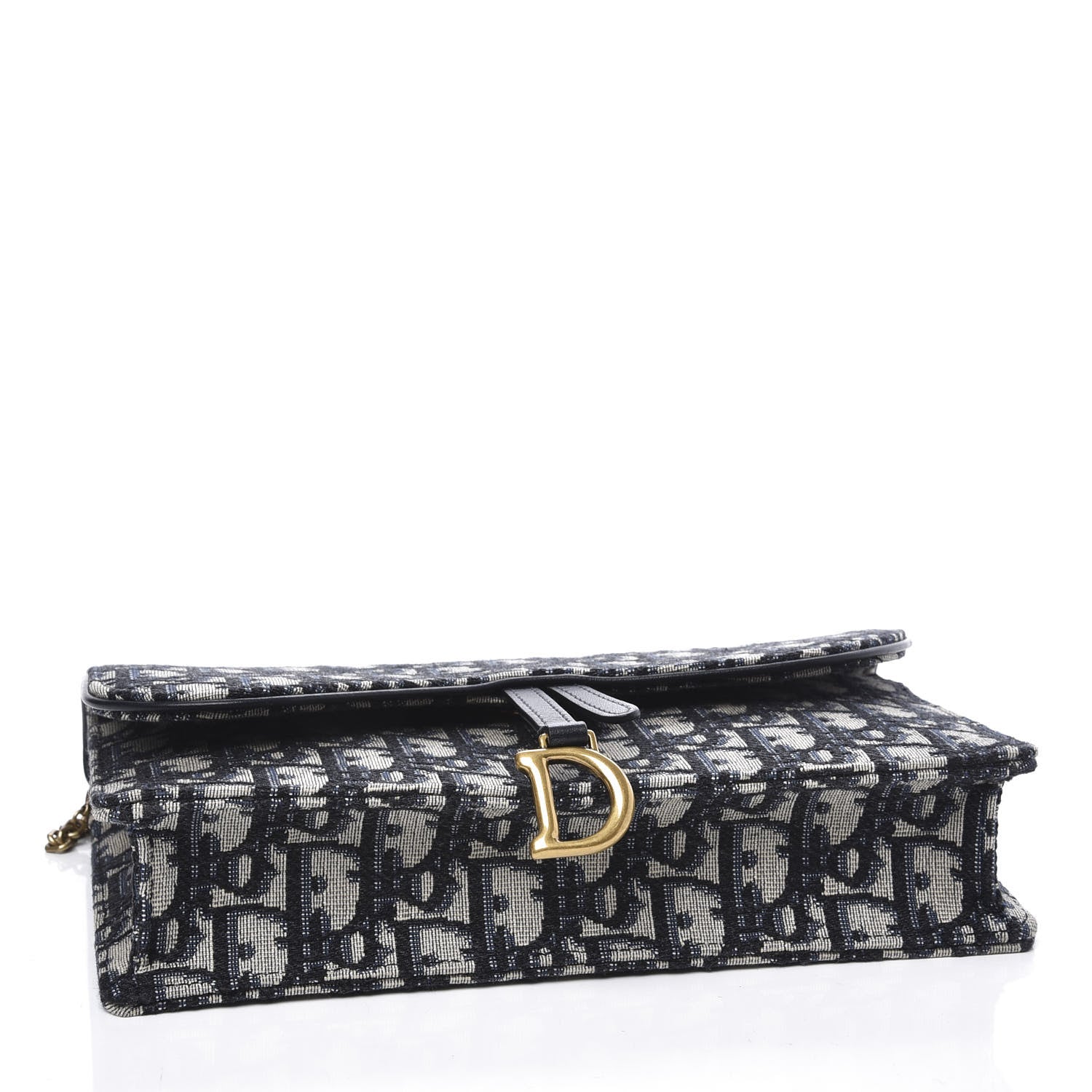 Christian Dior Oblique Saddle Chain Pouch Blue 3 of 9