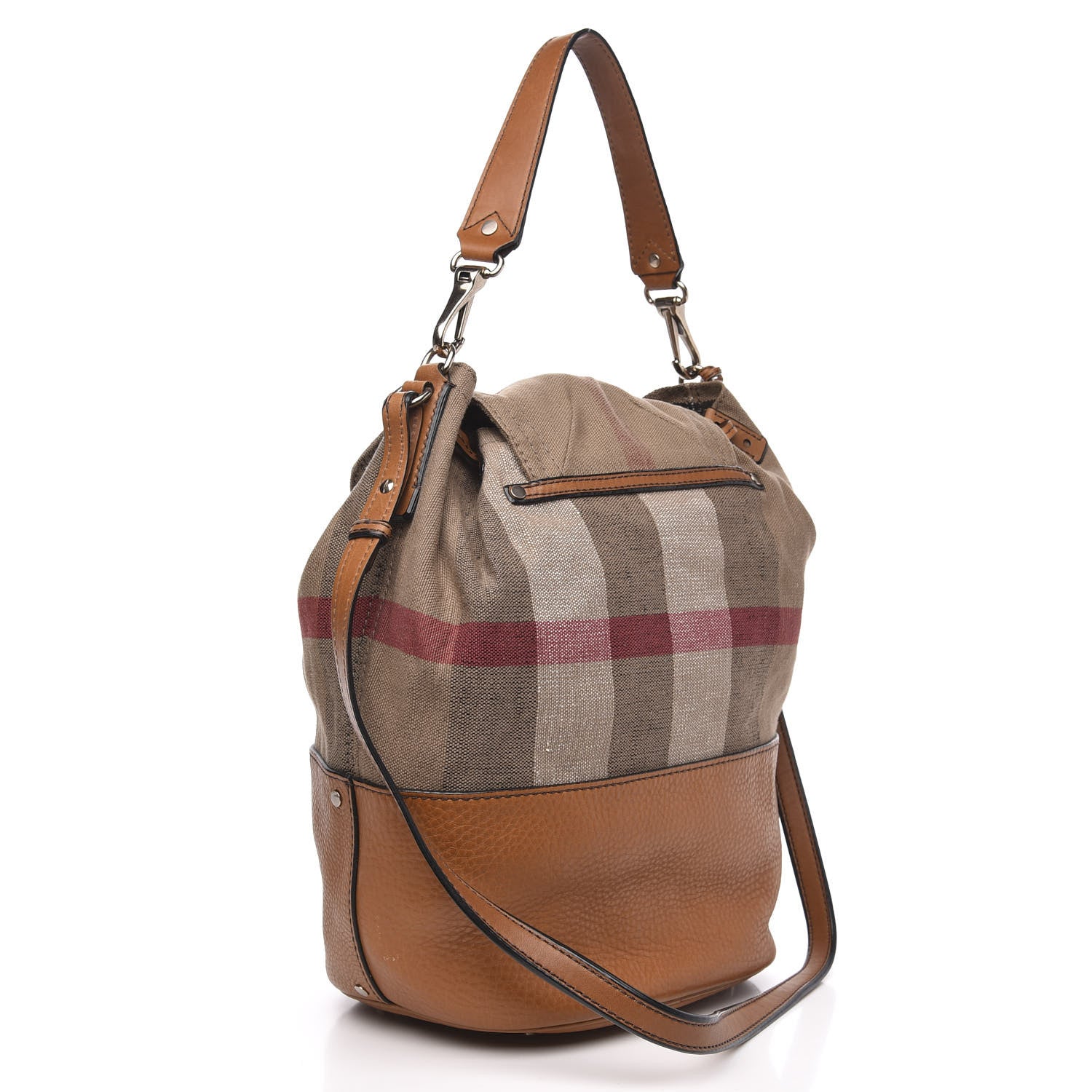 Burberry Canvas Mega Check Medium Kelshall Traveller Hobo Saddle Brown 3 of 12