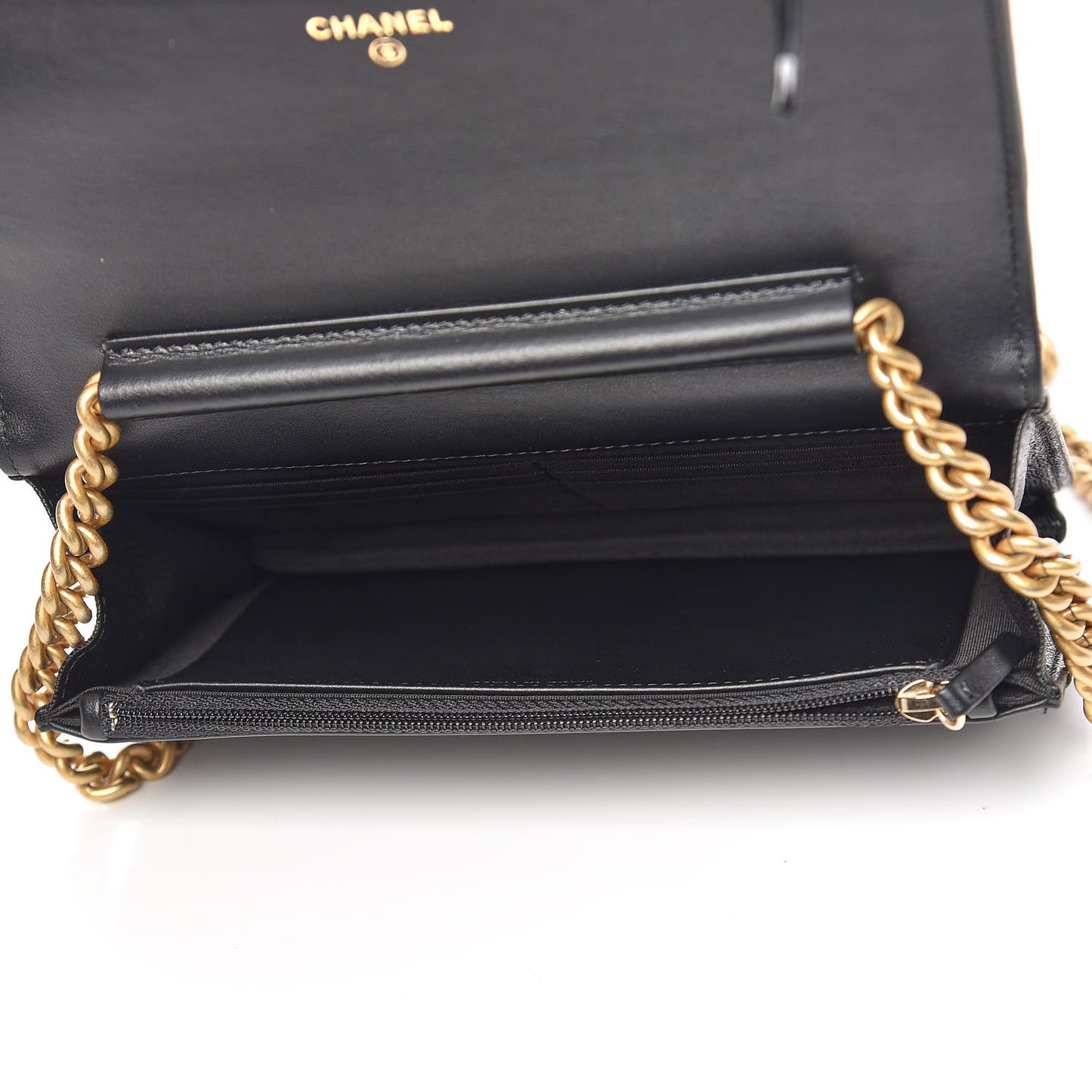 Caviar Quilted Boy Wallet On Chain WOC Black