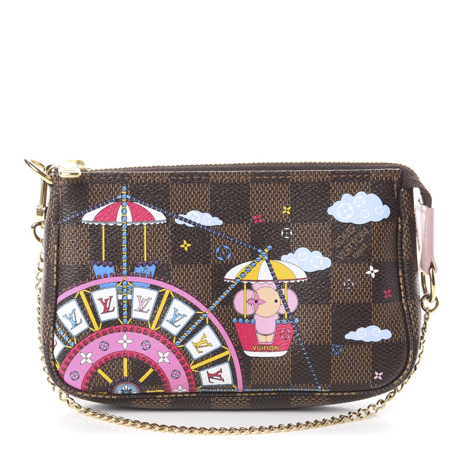 Louis Vuitton Damier Ebene 2020 Christmas Animation Big Wheel Mini Pochette Accessories Rose Ballerine 1 of 5