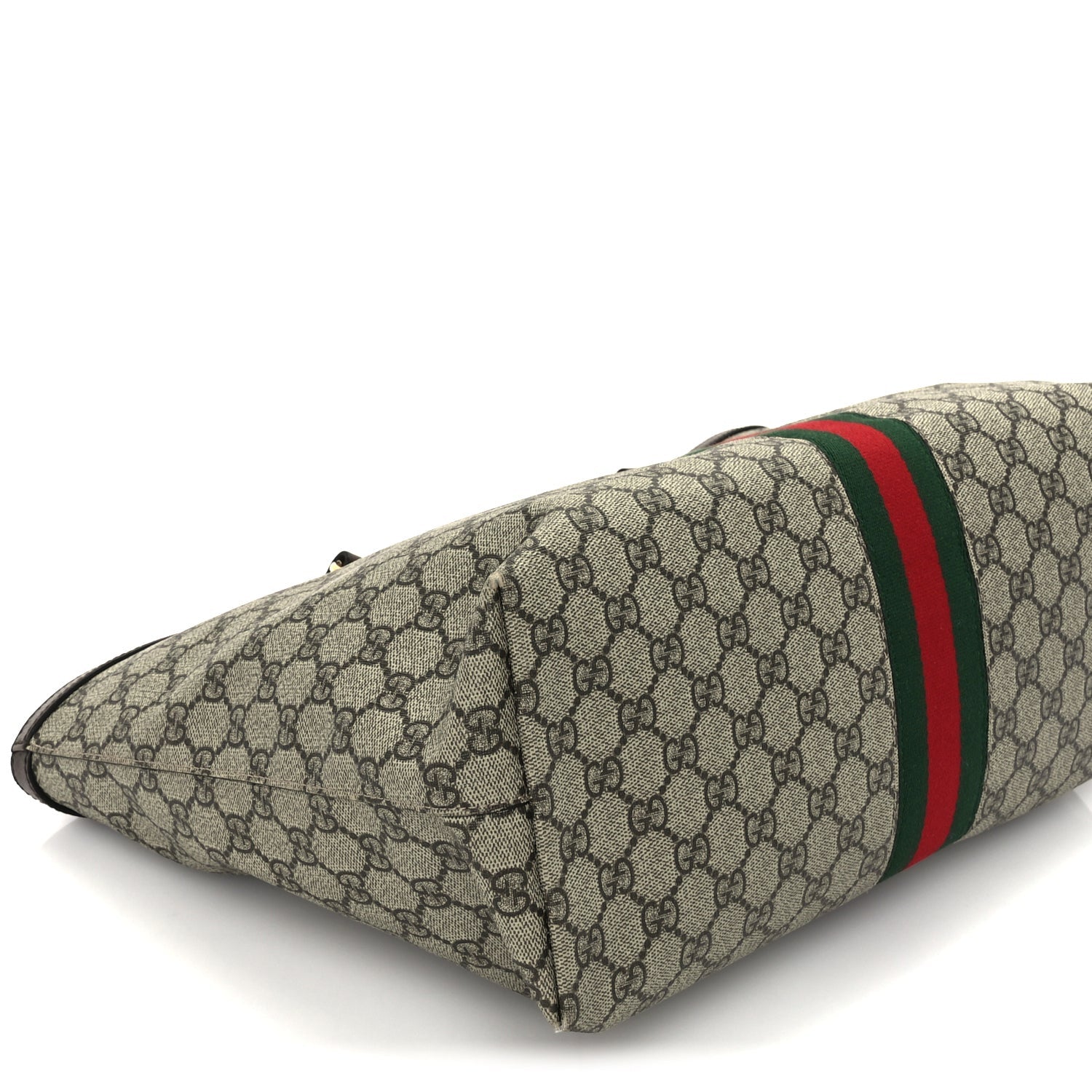 Gucci GG Supreme Monogram Textured Calfskin Web Medium Ophidia Shopping Tote  Beige Ebony New Acero 8 of 9