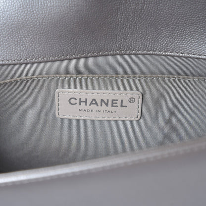 Chanel Metallic Caviar Chevron Quilted Medium Boy Flap Silver 6 of 7
