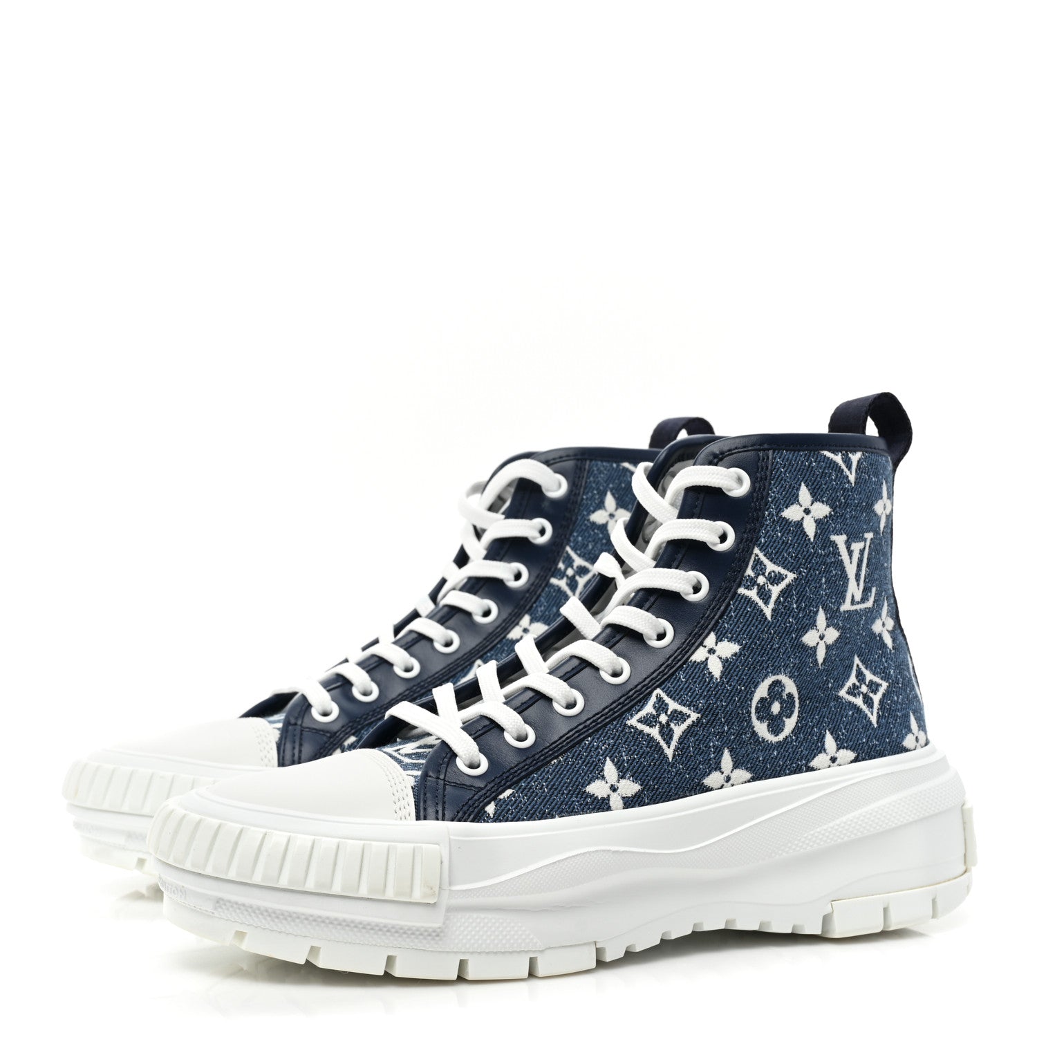 Louis Vuitton Denim Monogram Squad Sneaker Boots 35.5 Marine 3 of 9