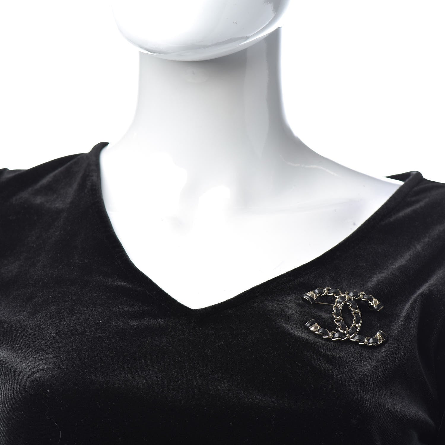 Chanel Lambskin Chain CC Brooch Black Gold 2 of 5