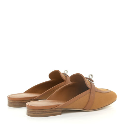 Hermes Cotton Canvas Calfskin Oz Mules 37 Naturel Beige Dore 3 of 10