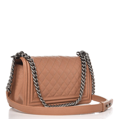 Chanel Caviar Quilted Medium Boy Flap Camel 3 of 9