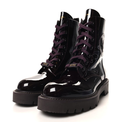 Louis Vuitton Patent Territory Ranger Boots 37.5 Bordeaux 3 of 8