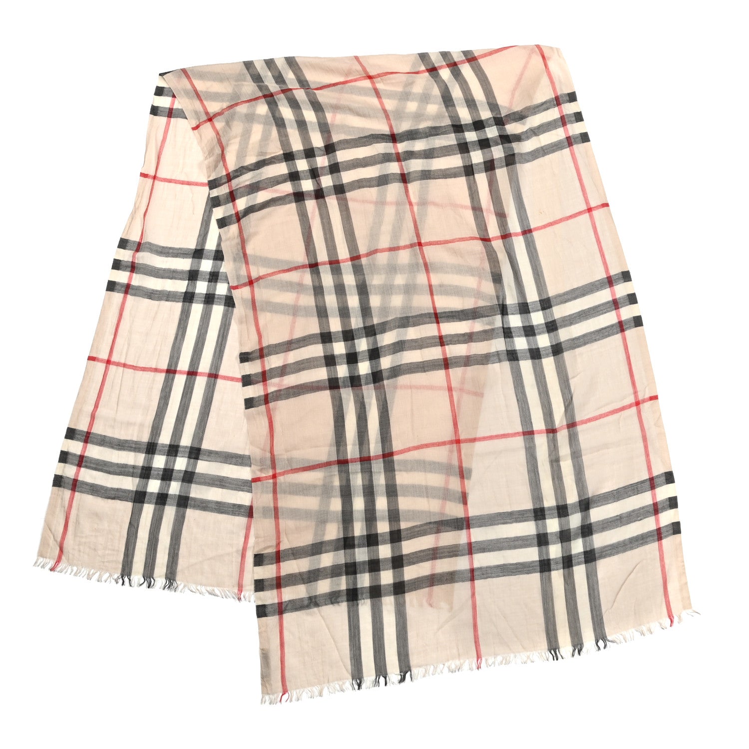 Burberry Wool Silk House Check Lightweight Scarf Stone 2 of 5