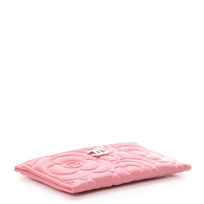 Chanel Caviar Camellia Embossed Card Holder Pink 4 of 9