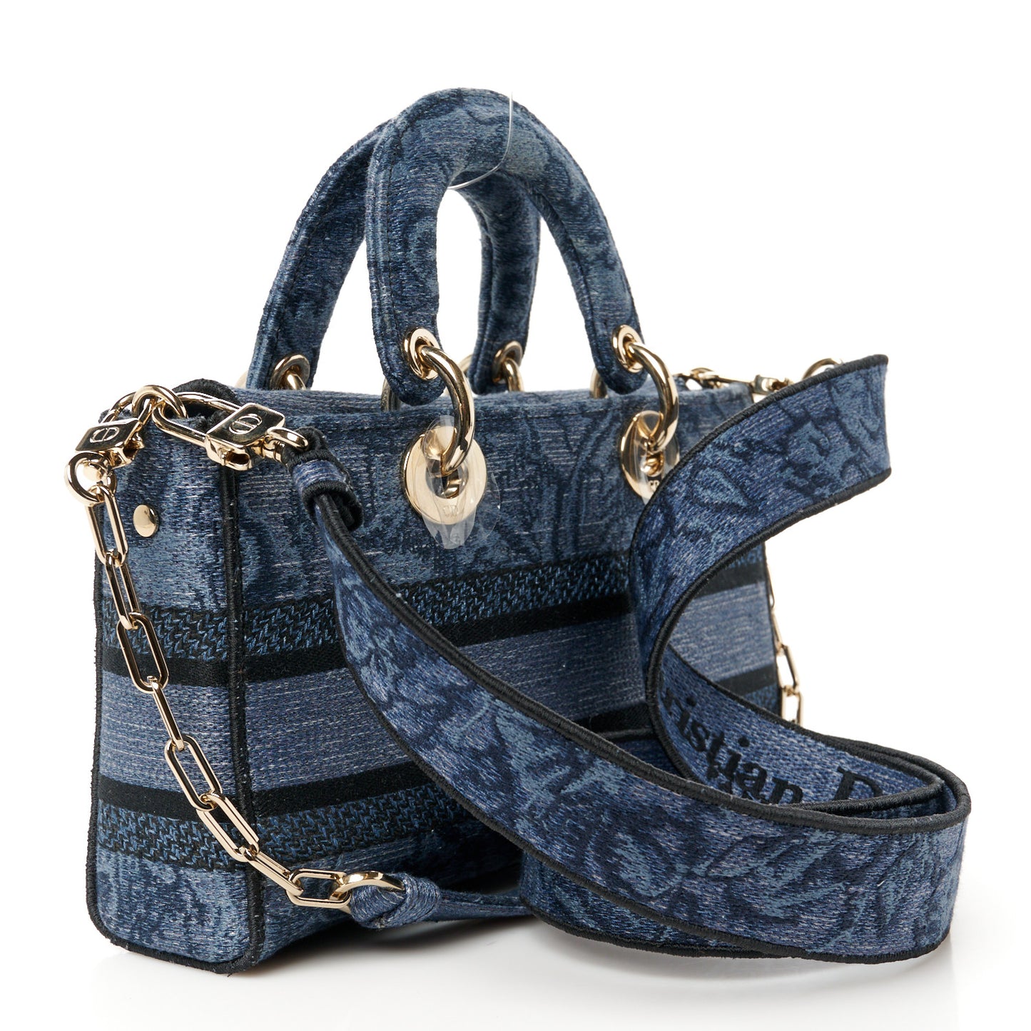 Canvas Toile De Jouy Embroidered Medium Lady D-Joy Blue Black