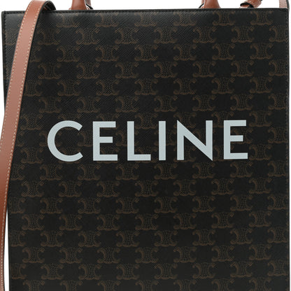 Celine Triomphe Canvas Calfskin Small Vertical Cabas Tan 7 of 9