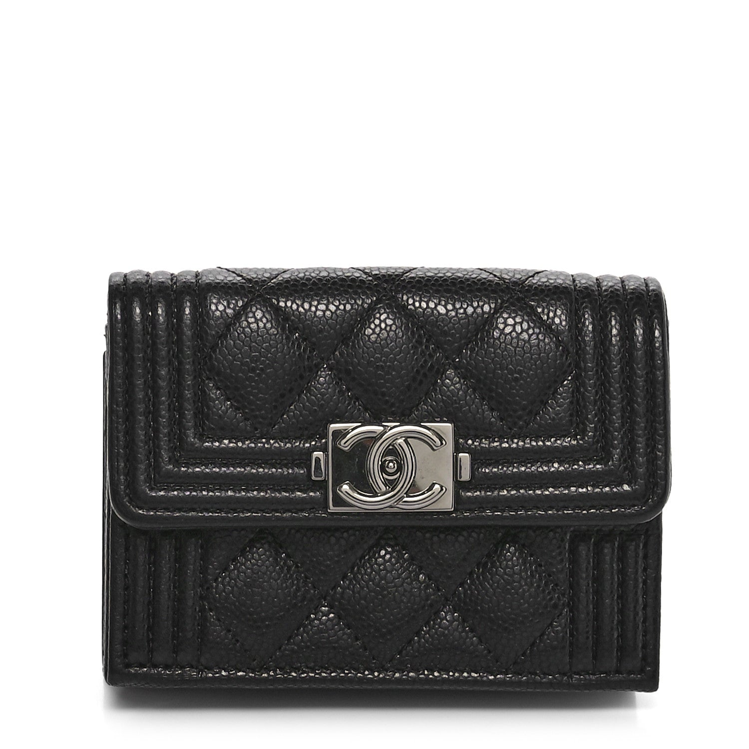 Chanel Caviar Quilted Small Boy Flap Wallet Black 1 of 11