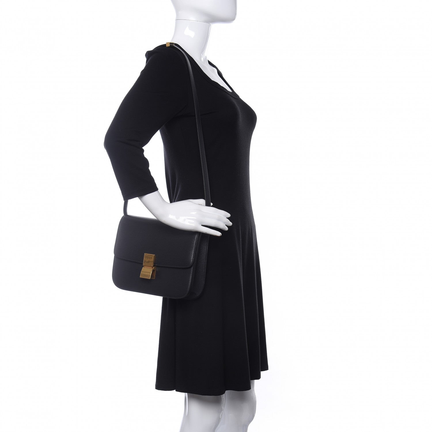 Celine Liege Calfskin Medium Classic Box Flap Bag Black 2 of 11