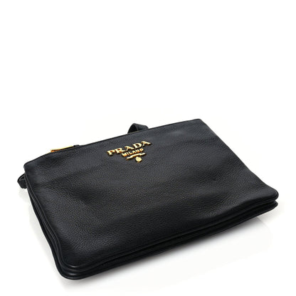 Prada Vitello Phenix Double Zip Crossbody Bag  Black 3 of 8