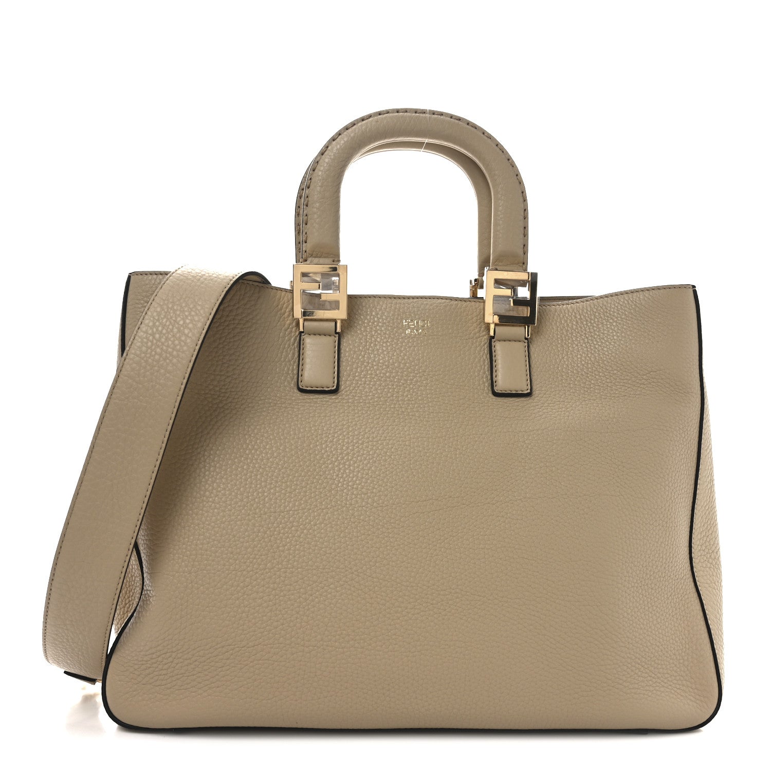 Fendi Cuoio Romano Selleria Medium FF Tote Miele Scuro 1 of 10