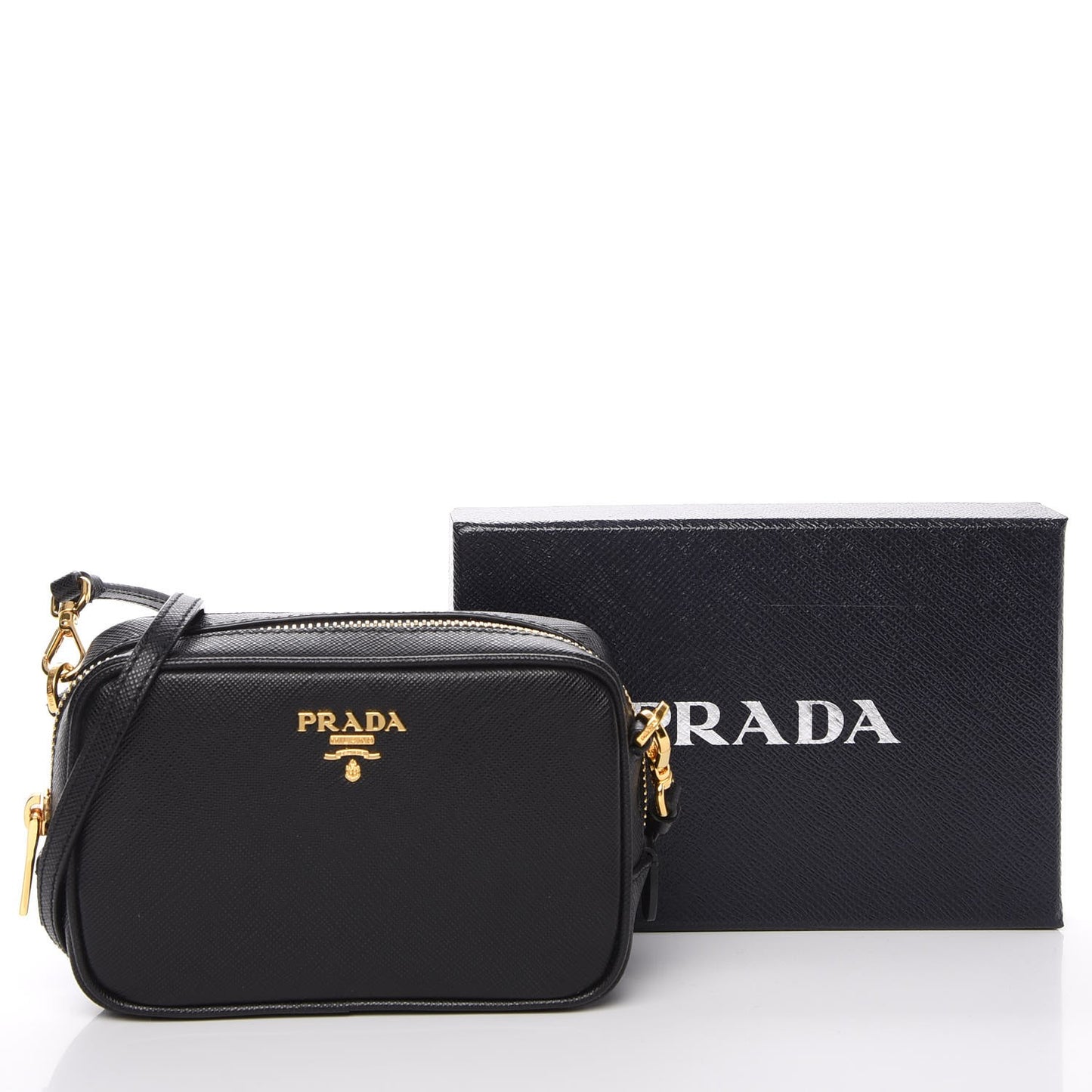 Saffiano Mini Camera Crossbody Bag Nero Black