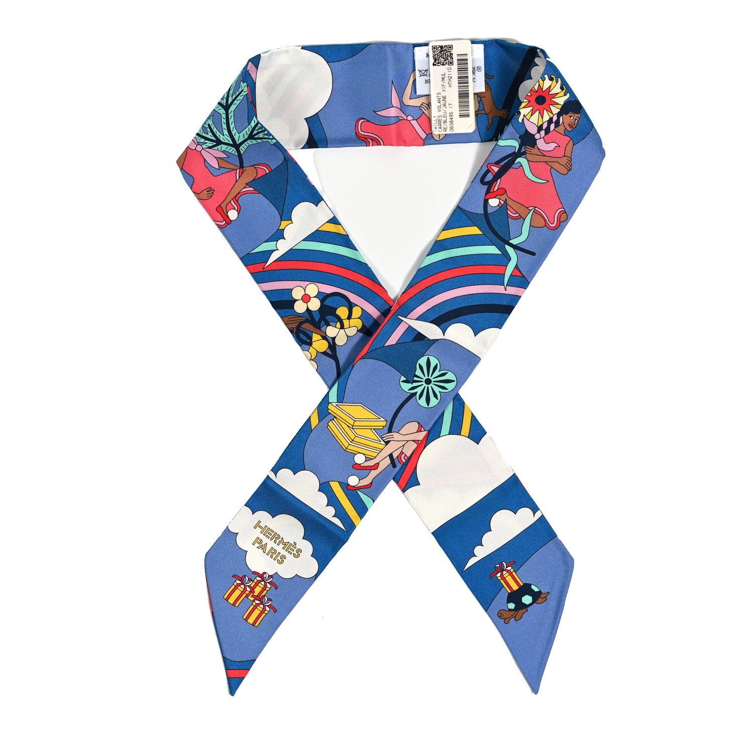 Hermes Silk Carres Volants Twilly Bleu Jaune Vif Multicolor 1 of 4