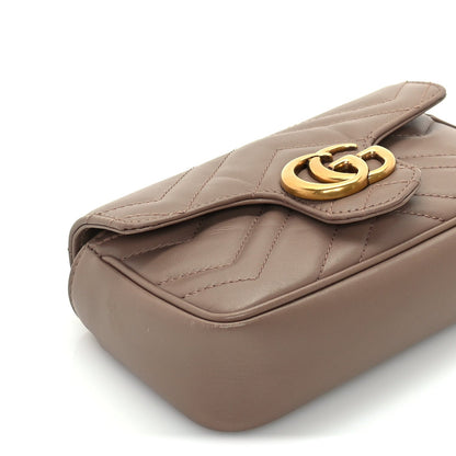 Gucci Calfskin Matelasse Super Mini GG Marmont Shoulder Bag  Porcelain Rose 8 of 9