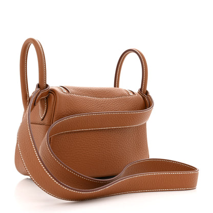 Hermes Taurillon Clemence Mini Lindy 20 Gold 3 of 11
