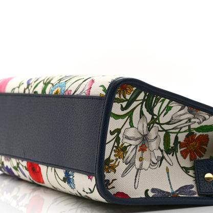 Gucci Canvas Medium Flora Tote White Multicolor Blue Agata 9 of 10