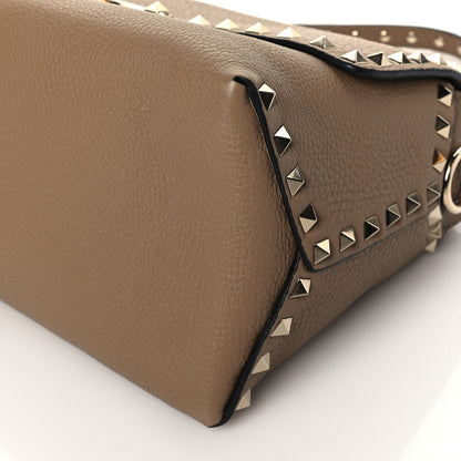 Valentino Garavani Pebbled Calfskin Medium Rockstud Top Handle Shoulder Bag Brown 8 of 8