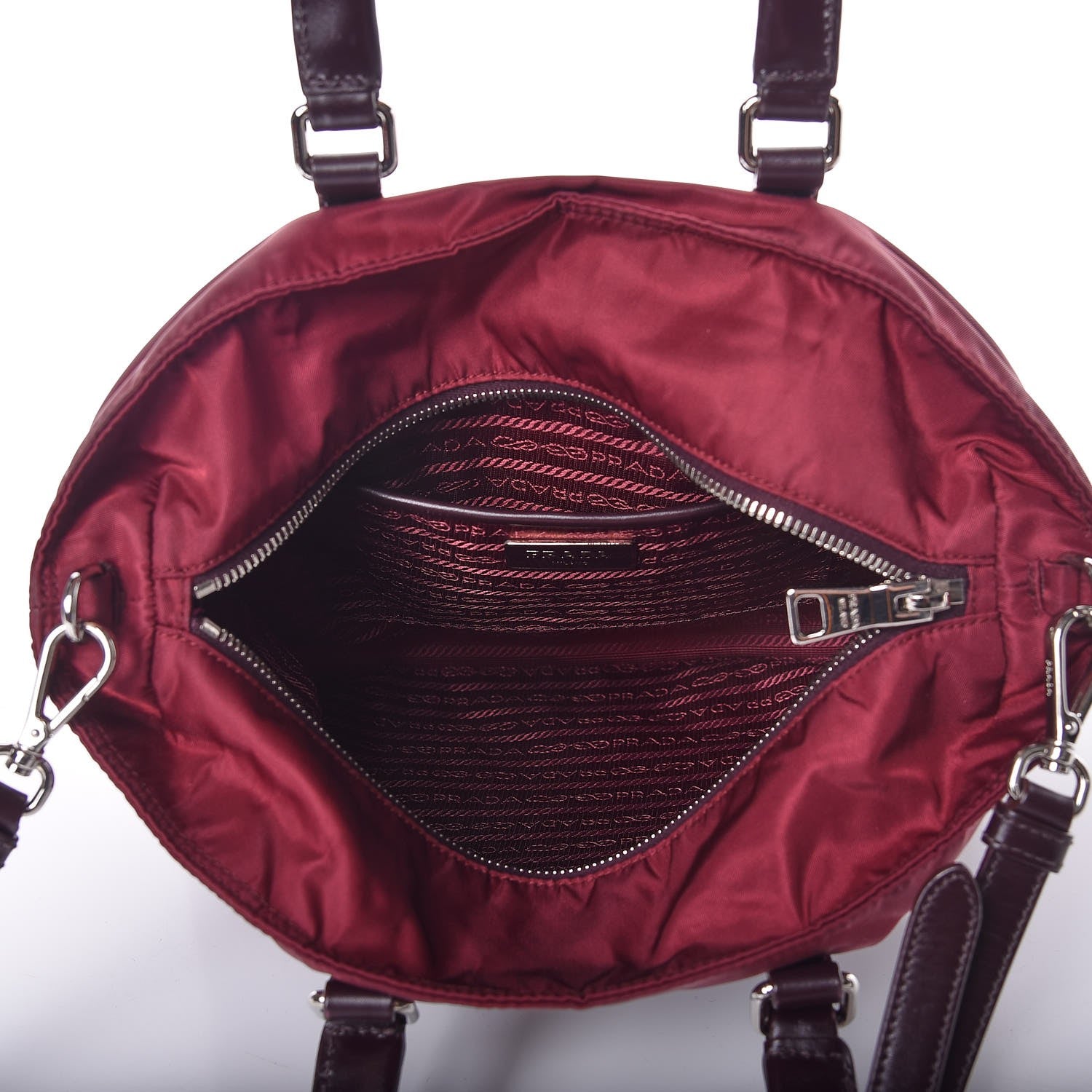 Prada Tessuto Nylon Vitello Tote Granato 5 of 12