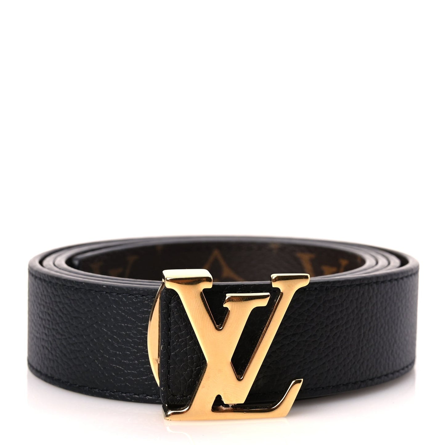 Calfskin Monogram 30mm LV Initiales Reversible Belt 100 40 Black