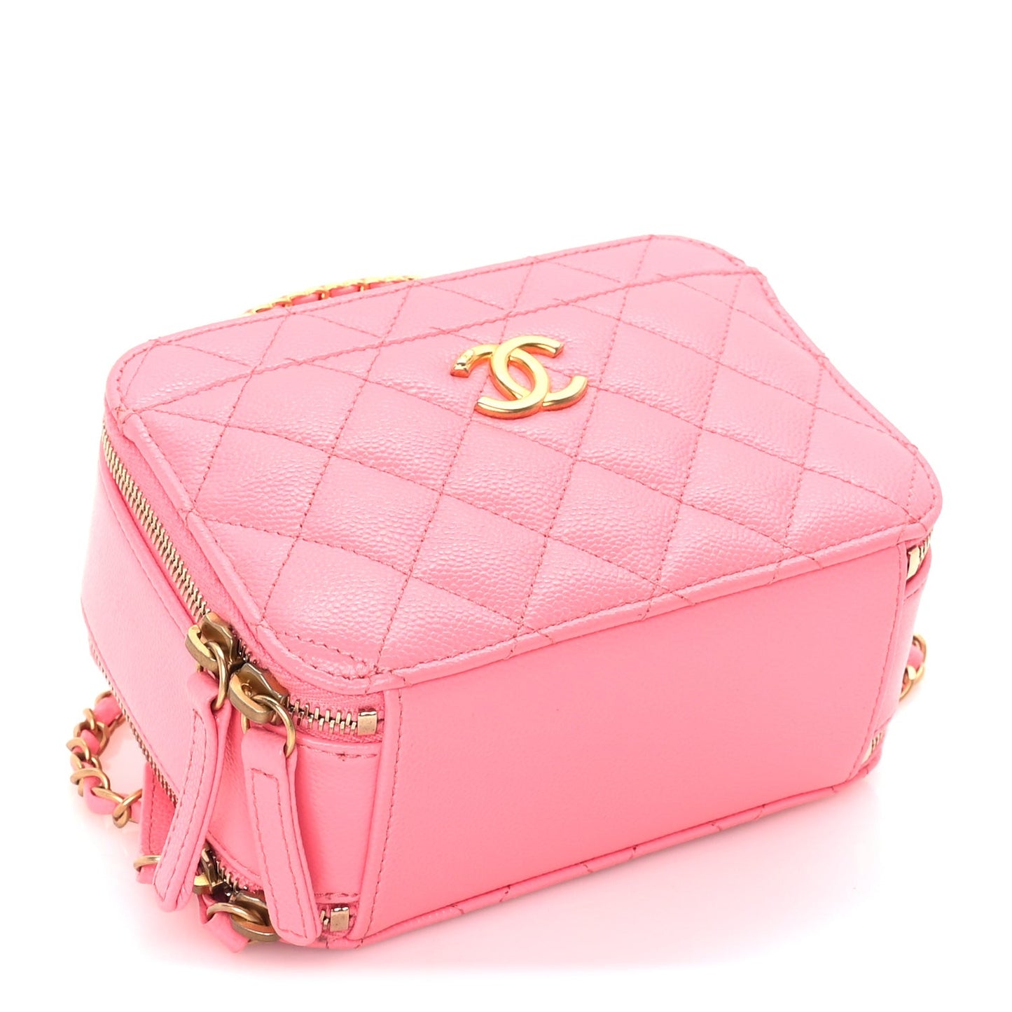 Caviar Quilted Pick Me Up Mini Vanity Case  Pink