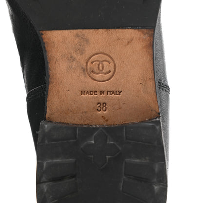 Chanel Sheepskin Quilted CC Tall Lace Up Combat Boots 38 Black 6 of 10