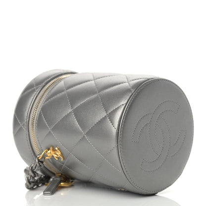 Chanel Metallic Lambskin Quilted Side Note Vanity Grey 4 of 10