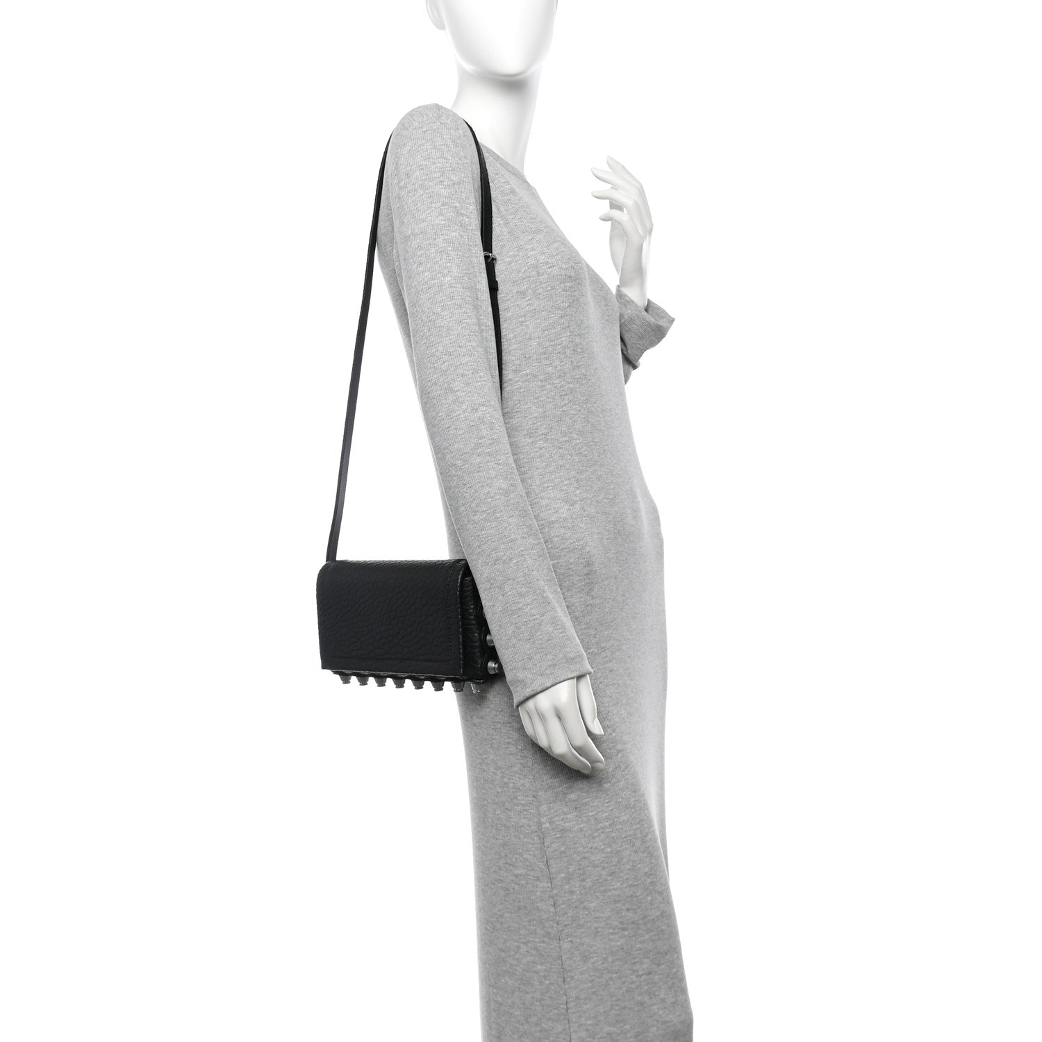 Alexander Wang Pebbled Lambskin Studded Roz Shoulder Bag Black 2 of 9