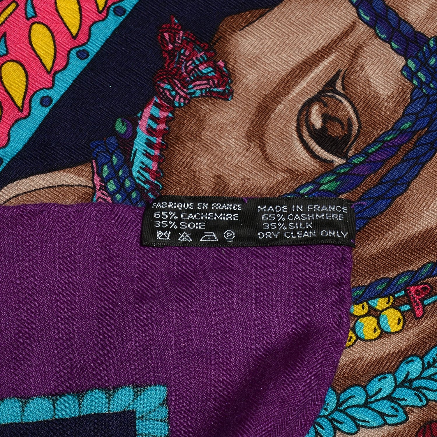 Hermes Cashmere Silk La Danse Du Cheval Marwari Shawl 140 4 of 4