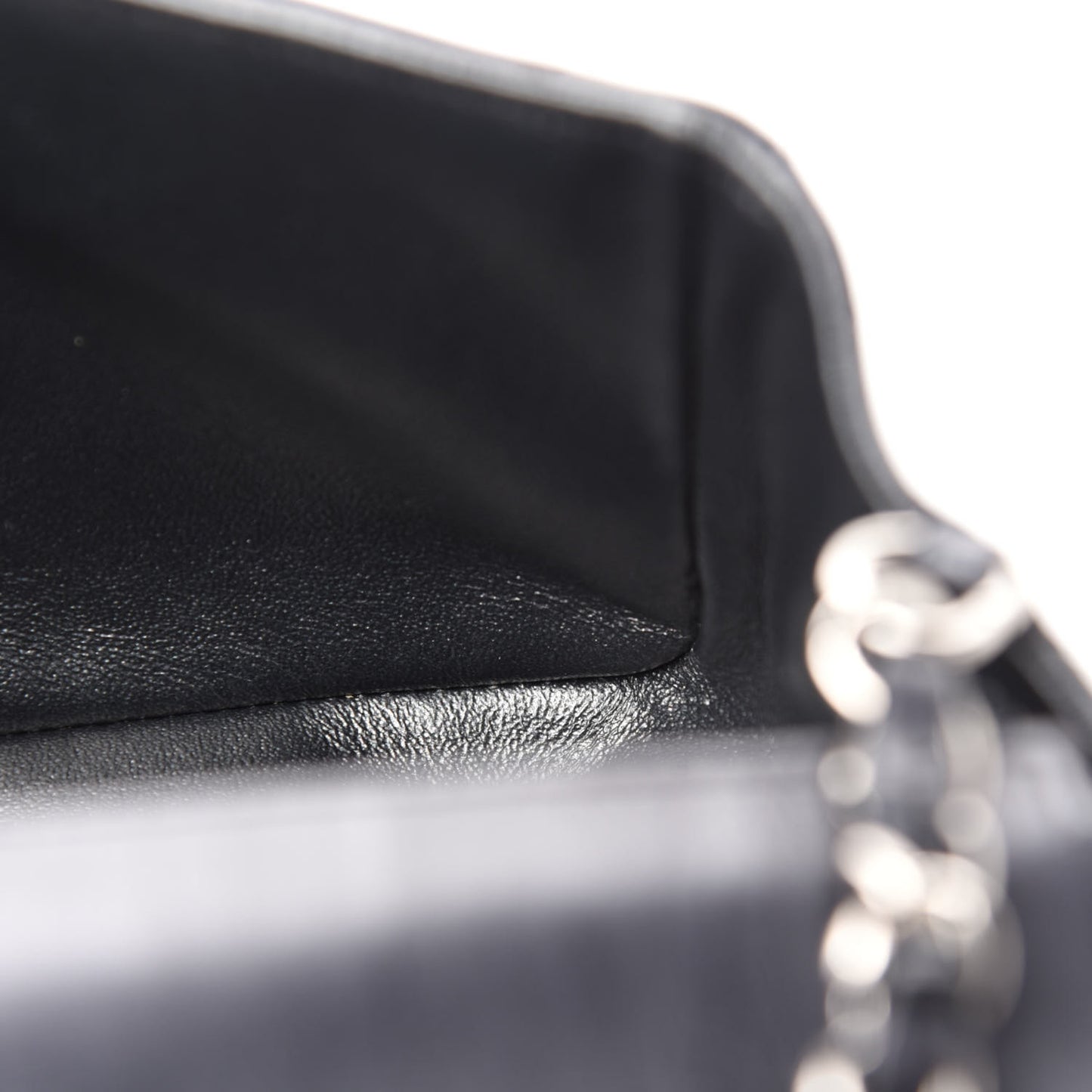 Iridescent Calfskin Quilted Mini Rectangular Flap Charcoal