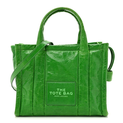 Marc Jacobs Shiny Crinkled Calfskin Medium The Tote Bag Green Glow 1 of 7