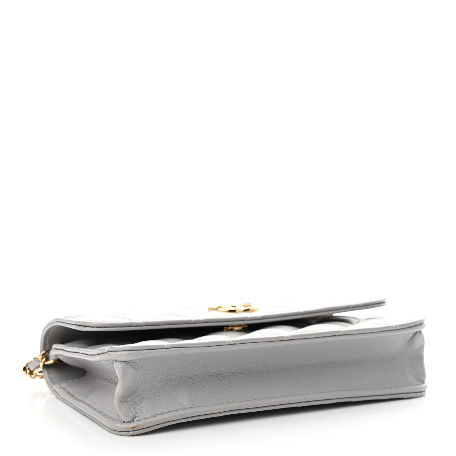 Chanel Lambskin Pearl Quilted Flap Phone Holder With Chain Grey 4 of 13