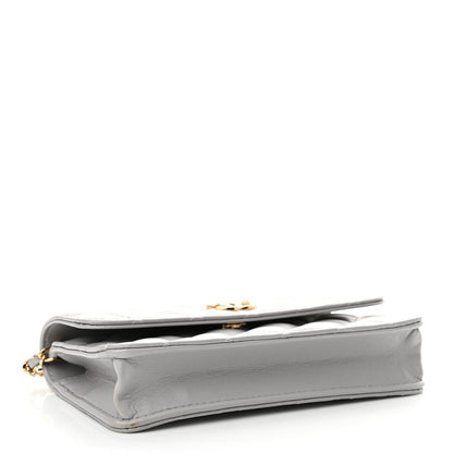 Chanel Lambskin Pearl Quilted Flap Phone Holder With Chain Grey 4 of 13