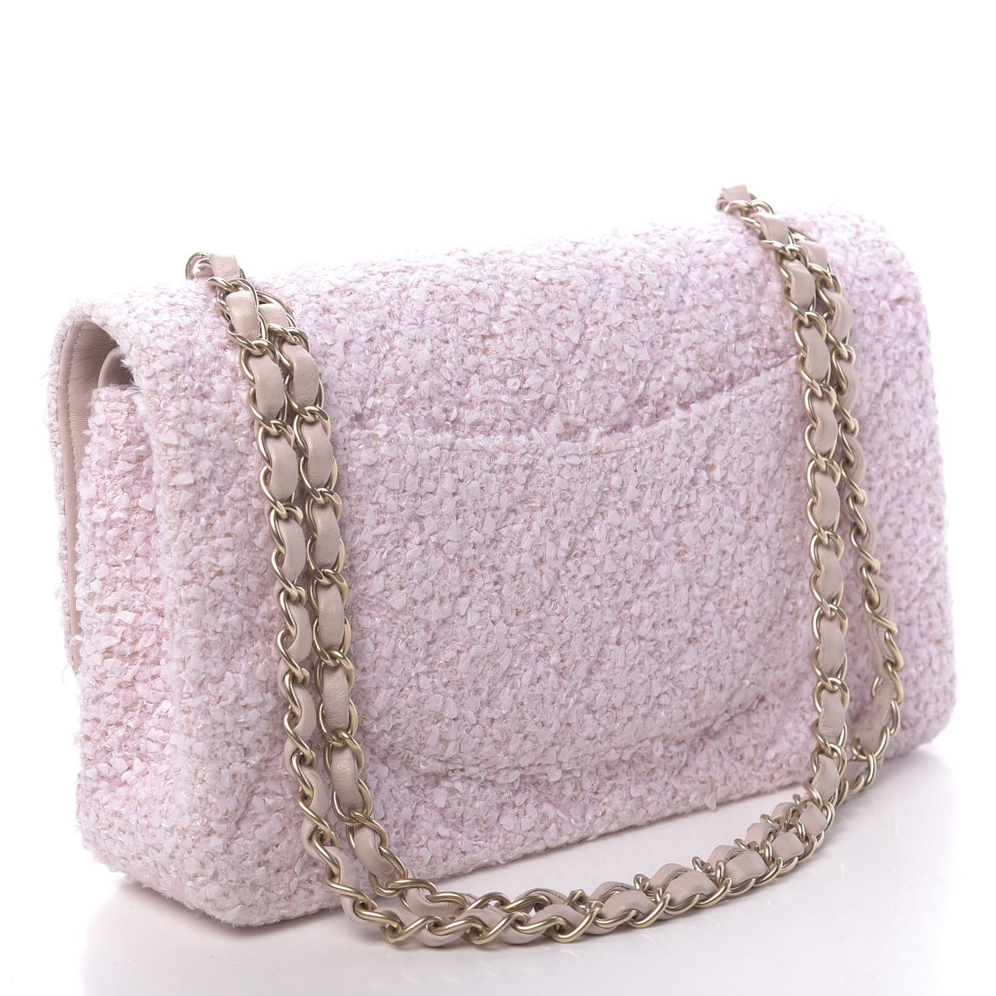 Tweed Medium Double Flap Pink