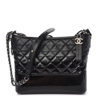 Chanel Patent Goatskin Quilted Medium Gabrielle Hobo Black 1 of 8