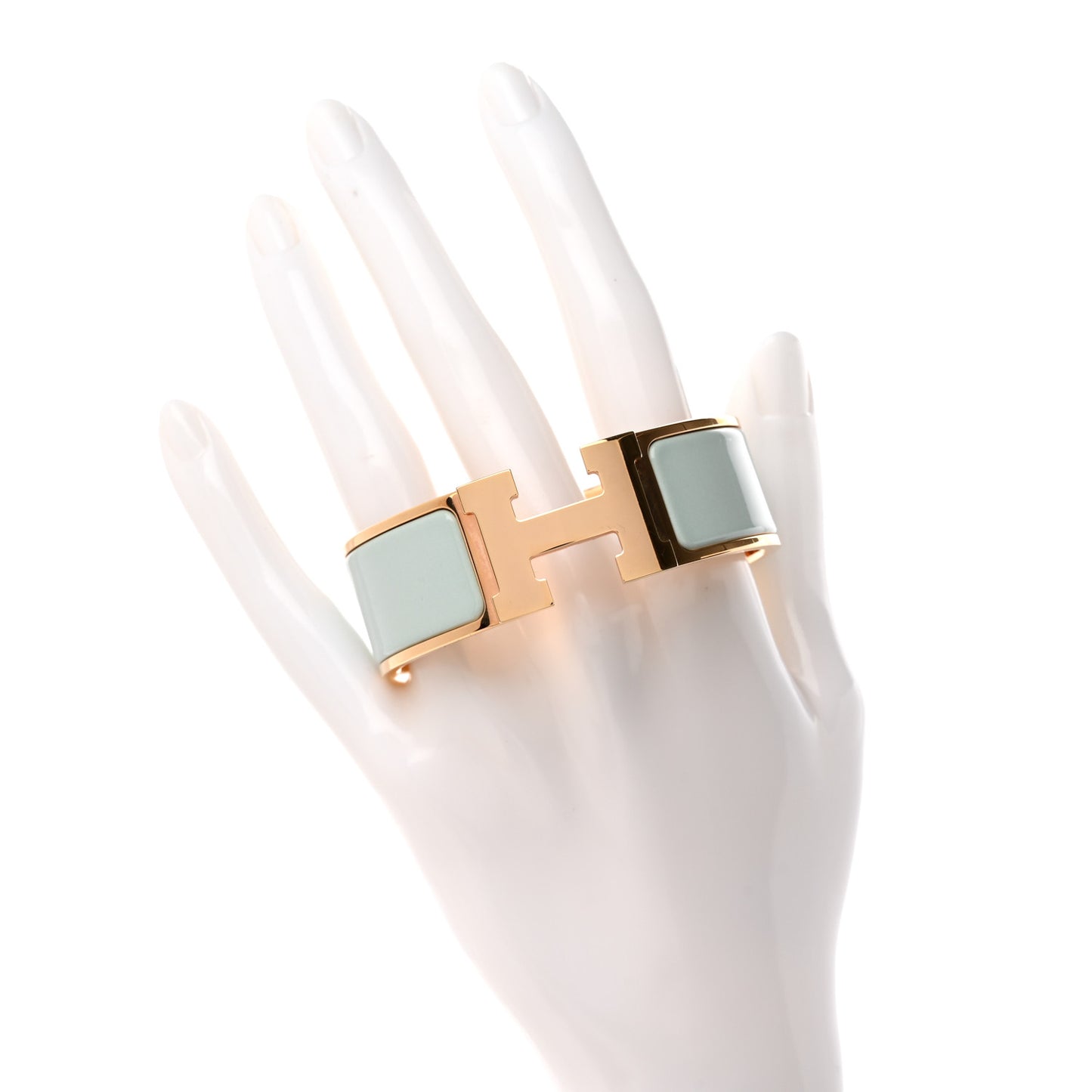 Enamel Wide Clic Clac H Bracelet PM Vert Argile