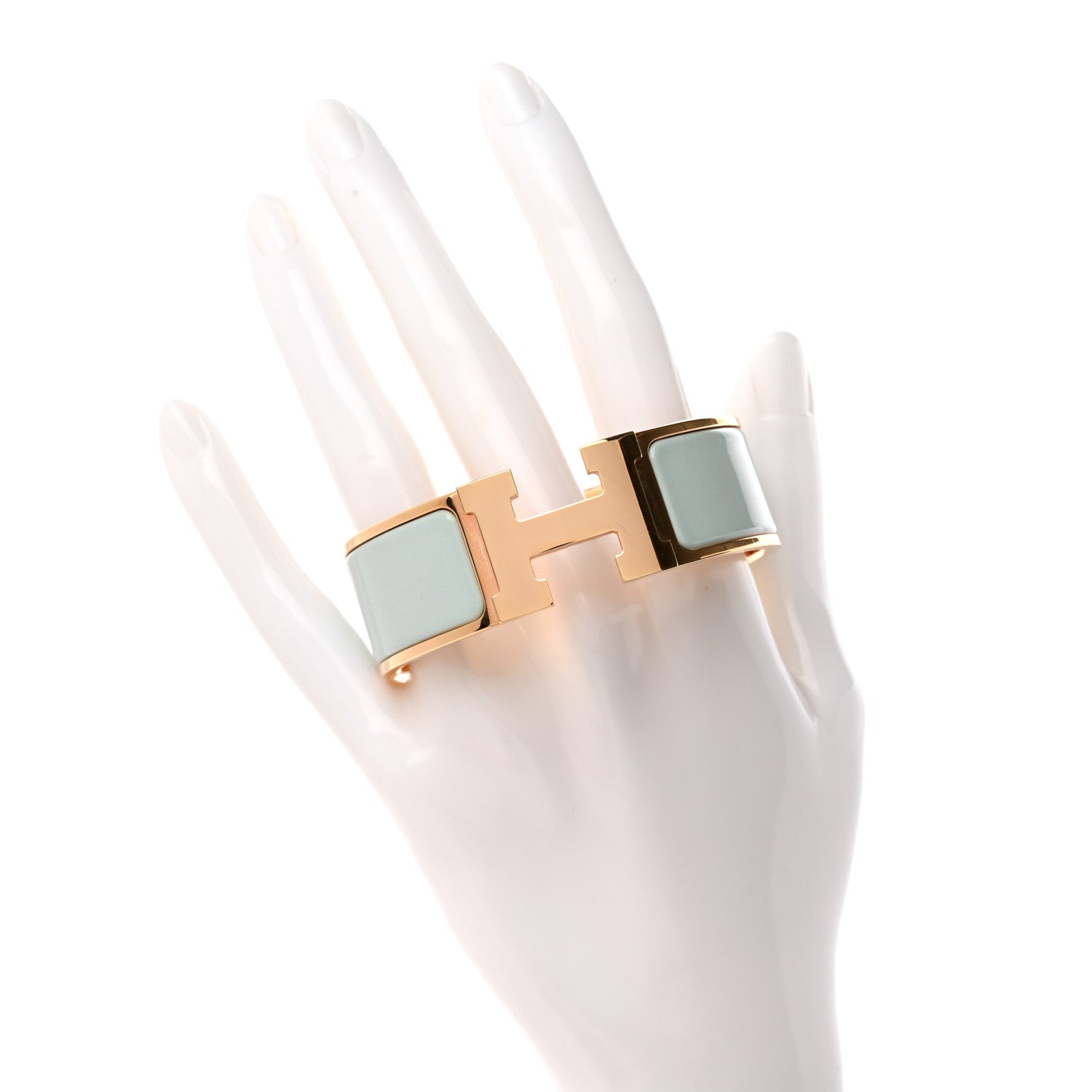 Hermes Enamel Wide Clic Clac H Bracelet PM Vert Argile 2 of 5