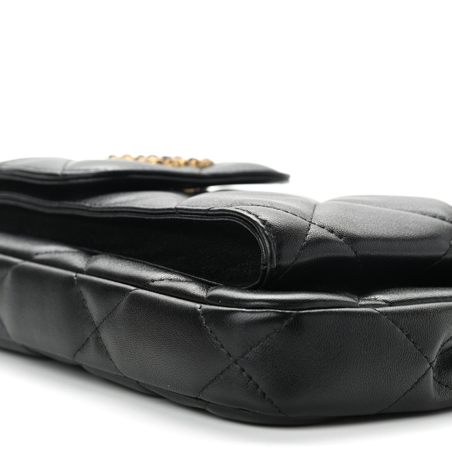 Chanel Lambskin Quilted Chanel 19 Pouch With Handle Black 9 of 11