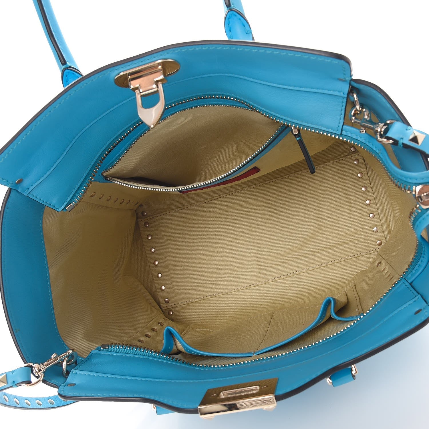 Valentino Garavani Vitello Rockstud Double Handle Tote Parrot 5 of 7