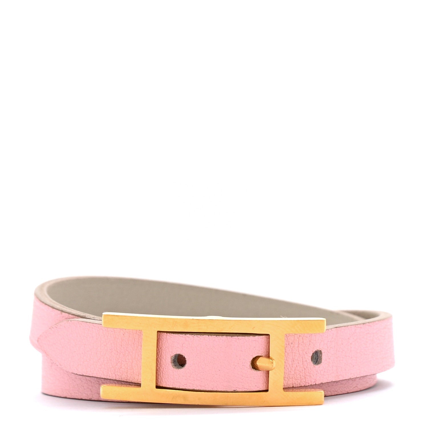 Hermes Swift Behapi Double Tour Bracelet T2 Rose Sakura Gris Perle 1 of 5