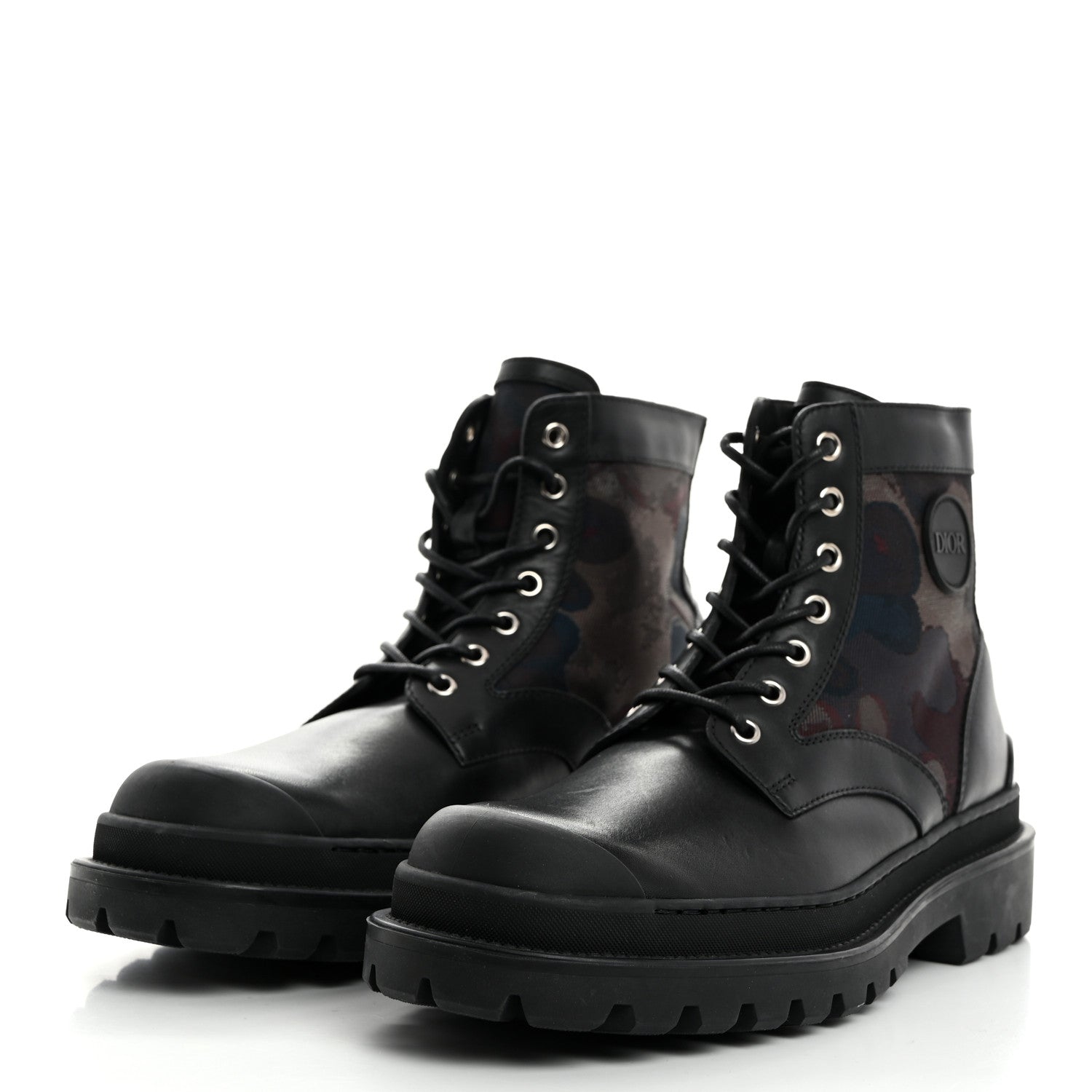 Christian Dior X Peter Doig Calfskin Camouflage Explorer Mens Boots 41 Black Multicolor 3 of 8