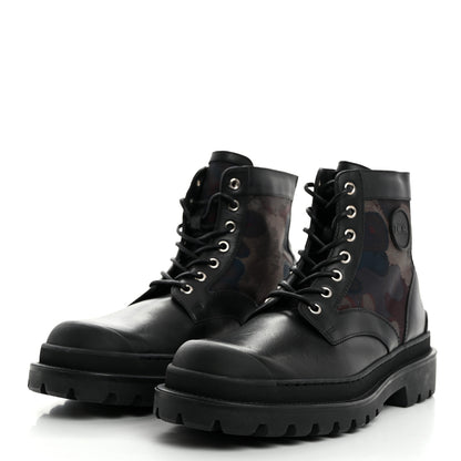 Christian Dior X Peter Doig Calfskin Camouflage Explorer Mens Boots 41 Black Multicolor 3 of 8