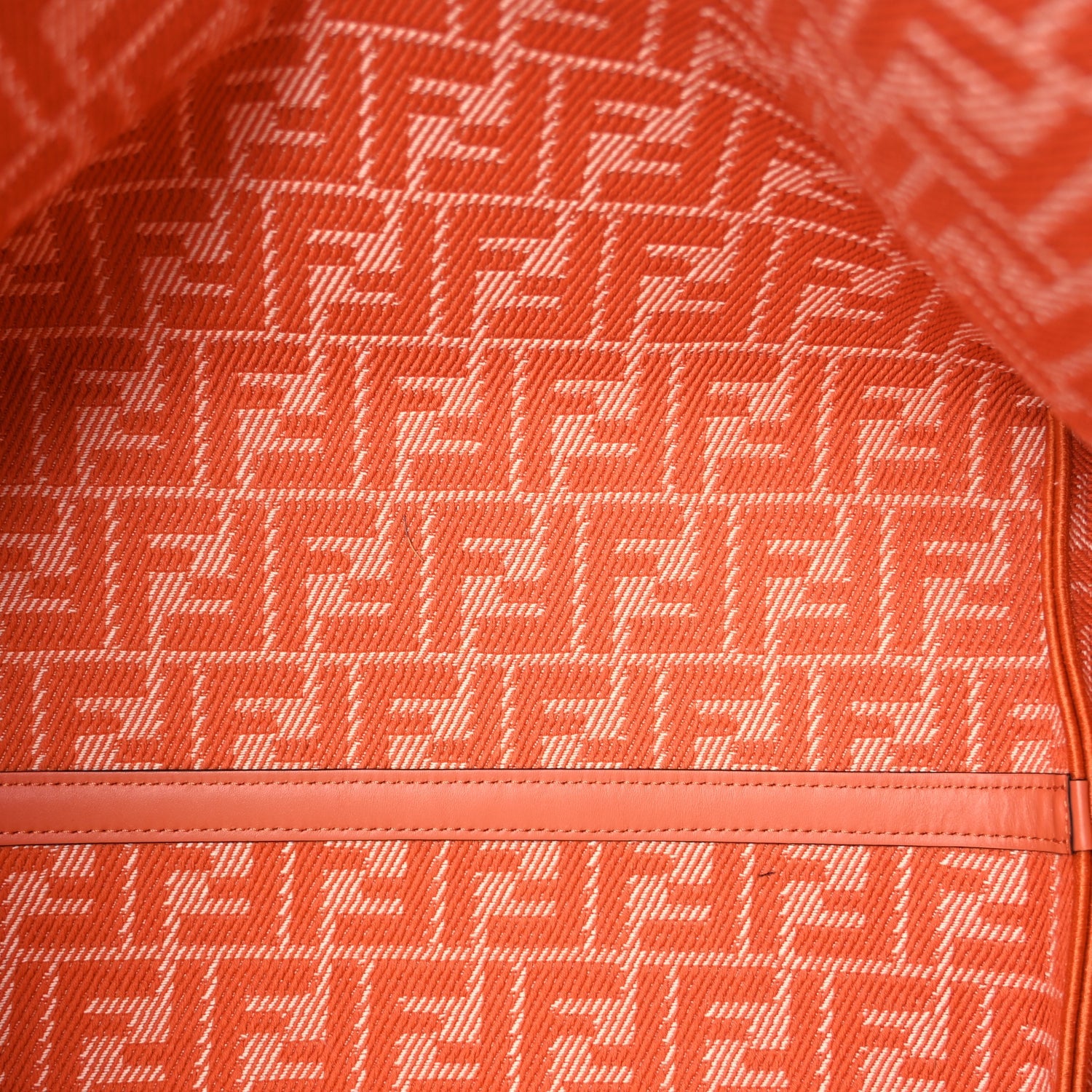 Fendi Pequin Vitello Effettto Denim Jacquard FF Reversible Large Shopping Tote  Orange 6 of 7