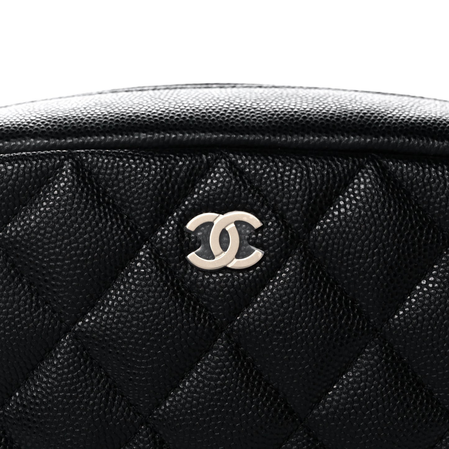 Caviar Quilted Curvy Pouch Cosmetic Case Black